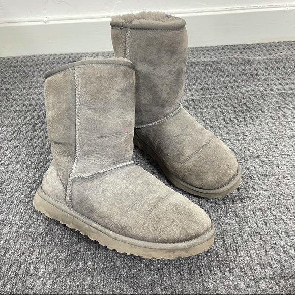 UGG Shoes - UGG Classic Short Boots Dark Gray Sheepskin Winter